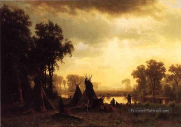Un campement indien Albert Bierstadt Peinture à l'huile